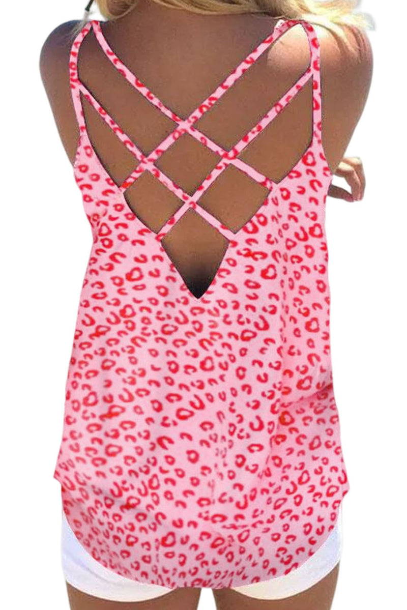 Leopard Strappy Back Detail Loose Cami Top