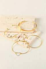 Gold Heart Geometric Knot Open Cuff Bracelet 4-piece Set