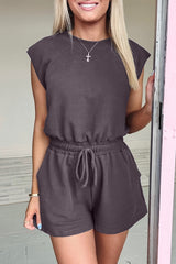 Bristol Black Backless Drawstring Waist Knit Romper