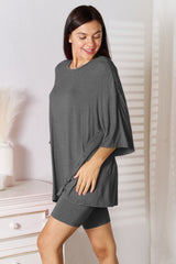 Basic Bae Full Size Soft Rayon Three-Quarter Sleeve Top and Shorts Set