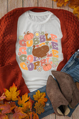 White Thanksgiving GOBBLE Turkey Graphic Tee