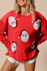 Moonlight Jade Sequined Santa Claus Christmas Sweatshirt