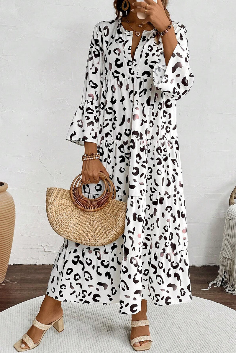 Leopard print loose dress best sale