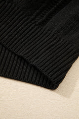 Black Hollow Knit Drop Shoulder Cardigan