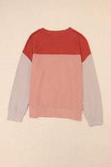 Black Color Block Corduroy Long Sleeve Top