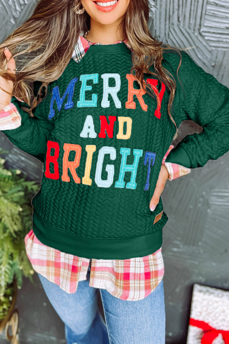 White Merry and Bright Quilted Sweatshirt