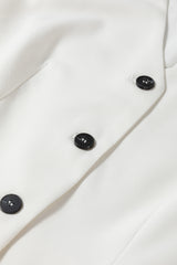 White Solid Color Button Up V Neck Suit Vest