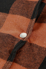 Brown & Black Plaid Collared Botton Down Long Shirt Shacket