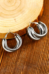 Silvery Layered Hoop Dangle Earrings