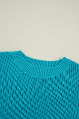 Turquoise Ruffled Eyelet Bubble Sleeve Sweater