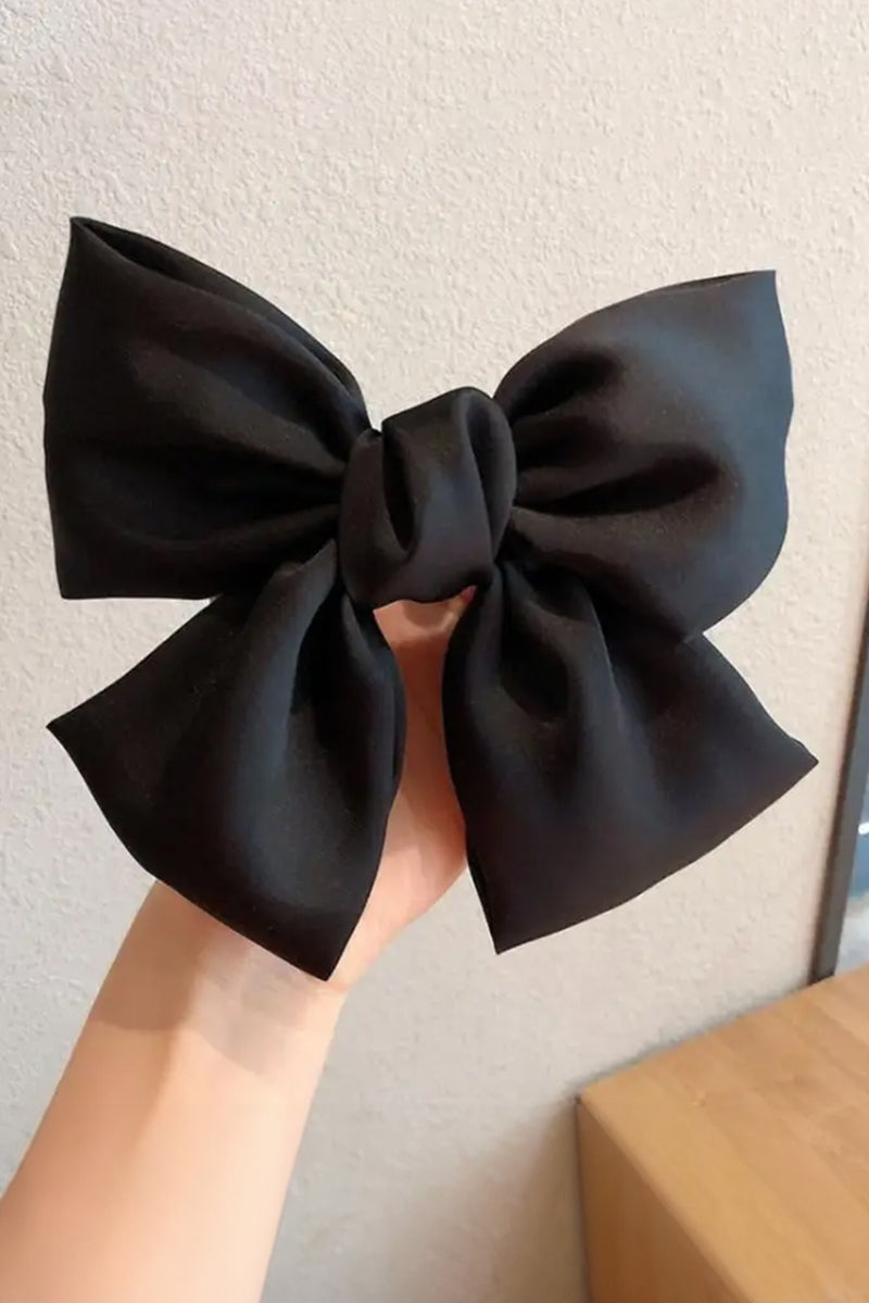 Black Elegant Oversized Ribbon Bow Hair Clip