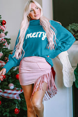 Double Take Full Size Merry Christmas Turtleneck Long Sleeve Sweater