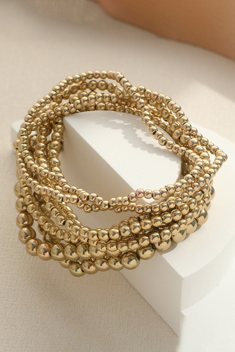 Gold 7pcs Set Minimalist Beaded Luxury Bracelet Set