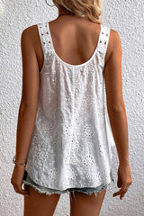 Wholesale White Eyelet Embroidery Flowy Tank Top