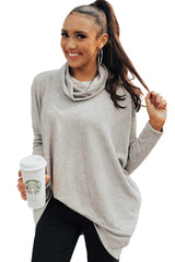 Black Cowl Neck Loose Fit Tunic Long Sleeve Top