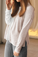 Khaki Colorblock Long Sleeve Crew Neck Top