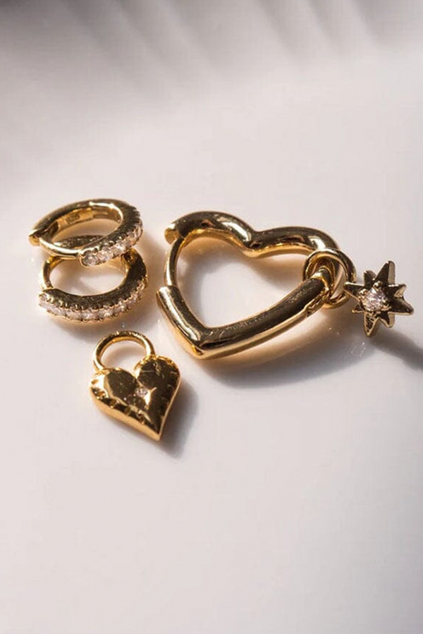 Gold Boho Heart Hoop Earrings