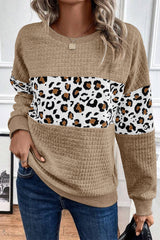 Parchment Leopard Quilted Patchwork Pullover Sweatshirt