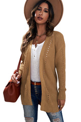 Khaki Fall Long Sleeve Long Cardigan Sweater