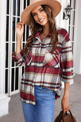 Flannel Button Up Long Sleeve Pink Plaid Shacket