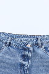 Sky Blue Crossover Waist High Rise Denim Shorts