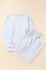 Grey Long Sleeve Pullover & Jogger Pants Loungewear Set