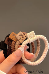 Chestnut 5pcs Smile Face Decor Braided Hairband