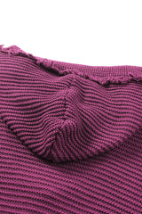 Purple Split V Neck Pullover Knit Sweater Hoodie