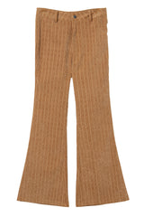 Grapefruit Orange Checkered Corduroy Flare High Waist Pants