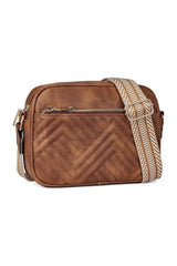 Chestnut Quilted Faux Leather Crossbody Bag