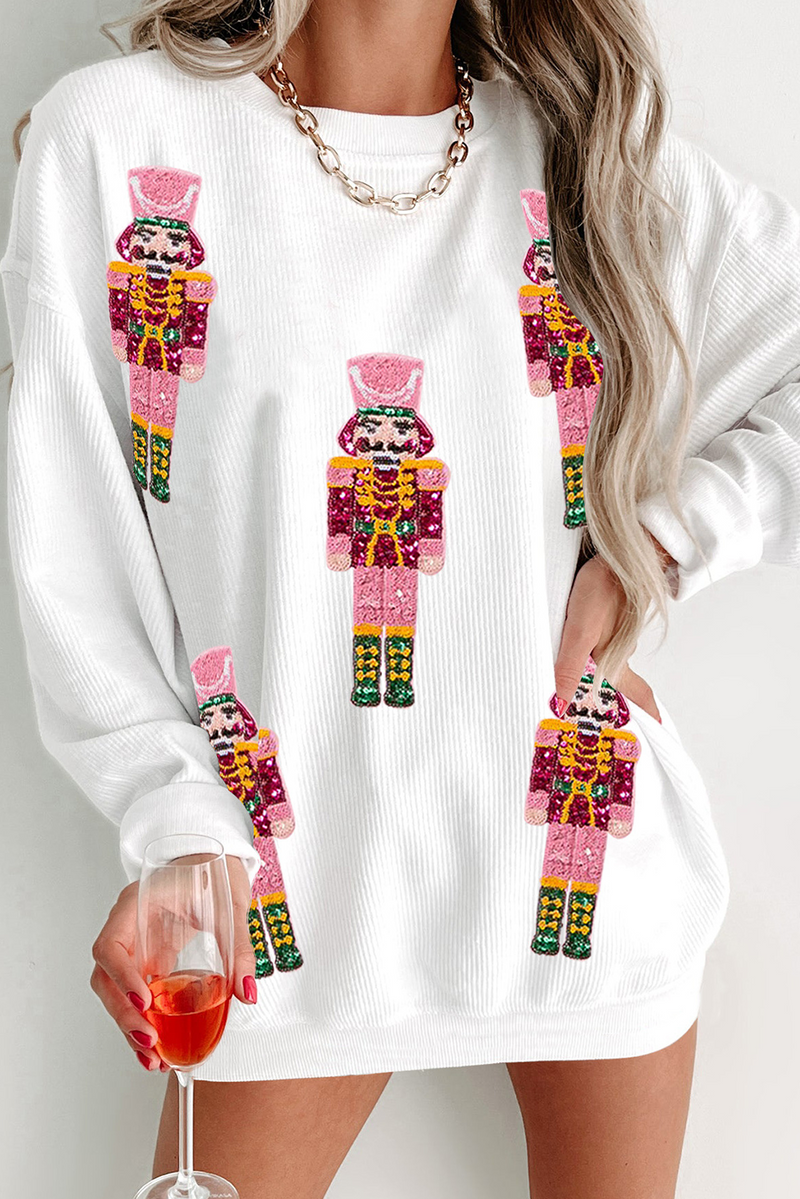 White Christmas Nutcracker Graphic Corded Sweatshirt