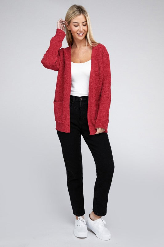 Melange Open Front Sweater Cardigan