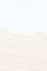 Colorblock Striped Button Drop Shoulder Pullover Sweater