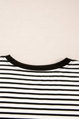 Black Stripe Chest Pocket Patch Round Neck Sleeveless Tee