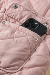 Pink Zip Up Fleece Lined Quilted Vest Coat