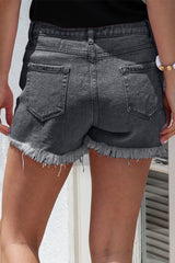 Sky Blue Crossover Waist High Rise Denim Shorts