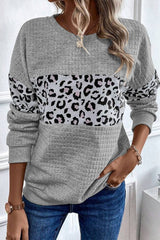 Parchment Leopard Quilted Patchwork Pullover Sweatshirt