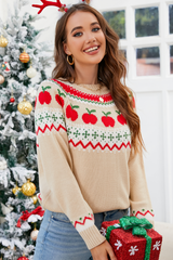 Apricot Apple Printed Pullover Sweater