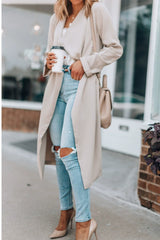 Open Front Long Sleeve Trench Coat