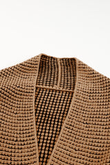 Brown Chunky Knit Pocketed Drop Sleeve Cardigan