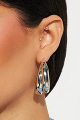 Silvery Layered Hoop Dangle Earrings