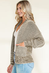 Brown Chunky Knit Pocketed Drop Sleeve Cardigan