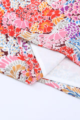 Multicolor Floral Print Split V Neck Half Sleeve Casual Tunic Dress
