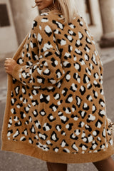 Brown Leopard Print Fur Long Cardigan