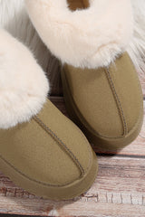 Chestnut Plush Suede Trim Thick Sole Flat Snow Boots