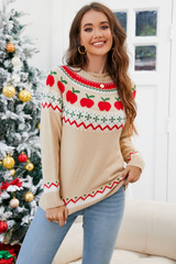 Apricot Apple Printed Pullover Sweater