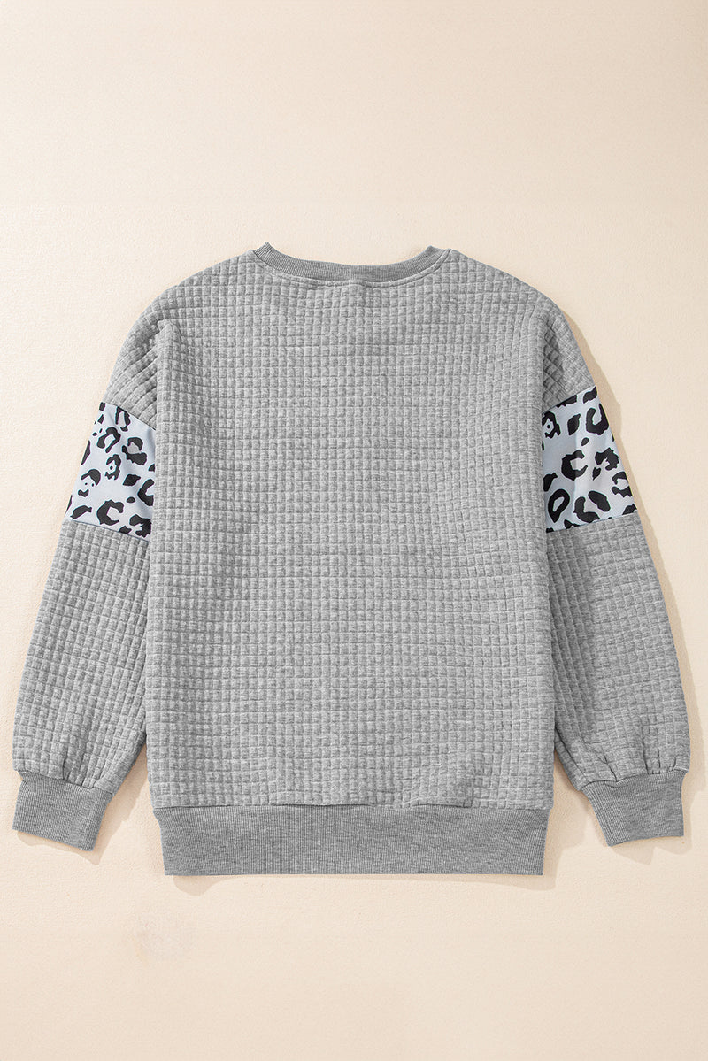 Parchment Leopard Quilted Patchwork Pullover Sweatshirt