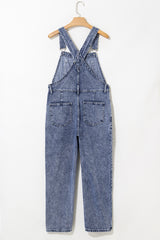 Sail Blue Straight Leg Pockets Denim Bib Overall