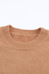 Brown Casual Striped Colorblock Ribbed Knit Sweater