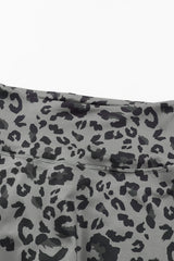 Grey Leopard Print Casual High Waist Leggings